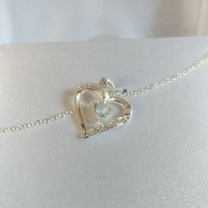 Blue Topaz Sterling Silver Heart Necklace